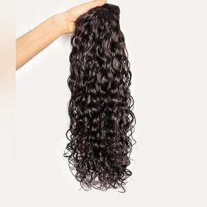Unused Bebonia clip-in extensions: curly, natural black, 18”, 220G